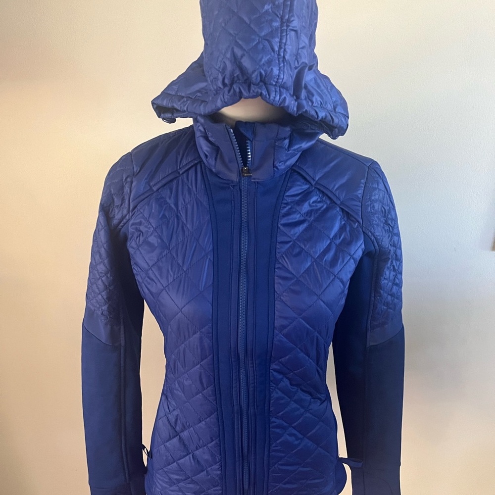 Athleta Quilted Hooded Jacket Blue XS